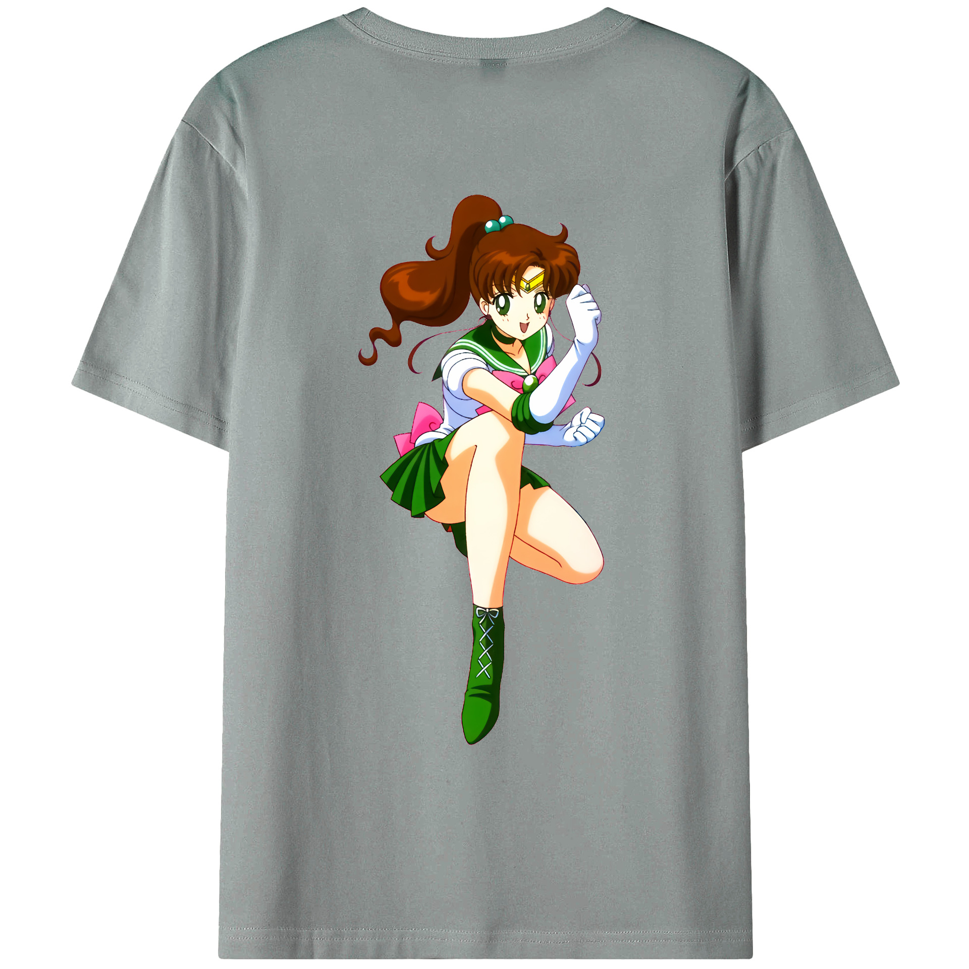 （画像用） 美少女戦士セーラームーン 木野 まこと きの まこと Sailor Moon Kino Makoto （セーラージュピター；Sailor Jupiter） 綿100％ メンズ半袖Tシャツ（バックプリント） 通気性